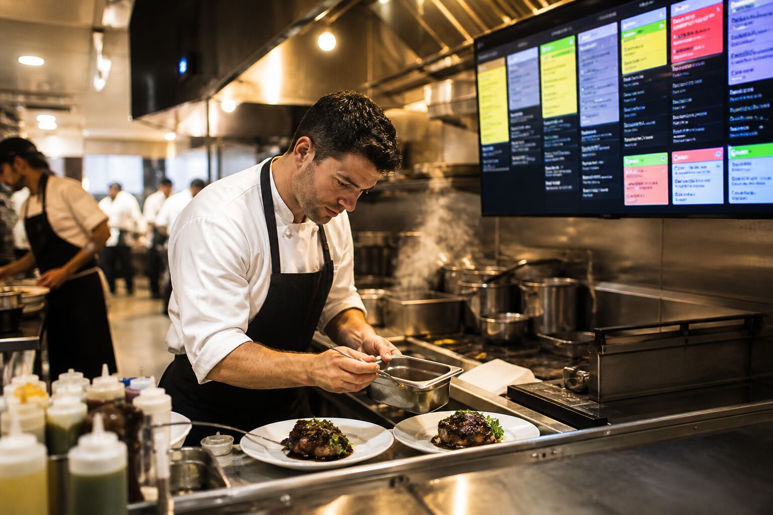 Cuisine professionnelle avec écran KDS