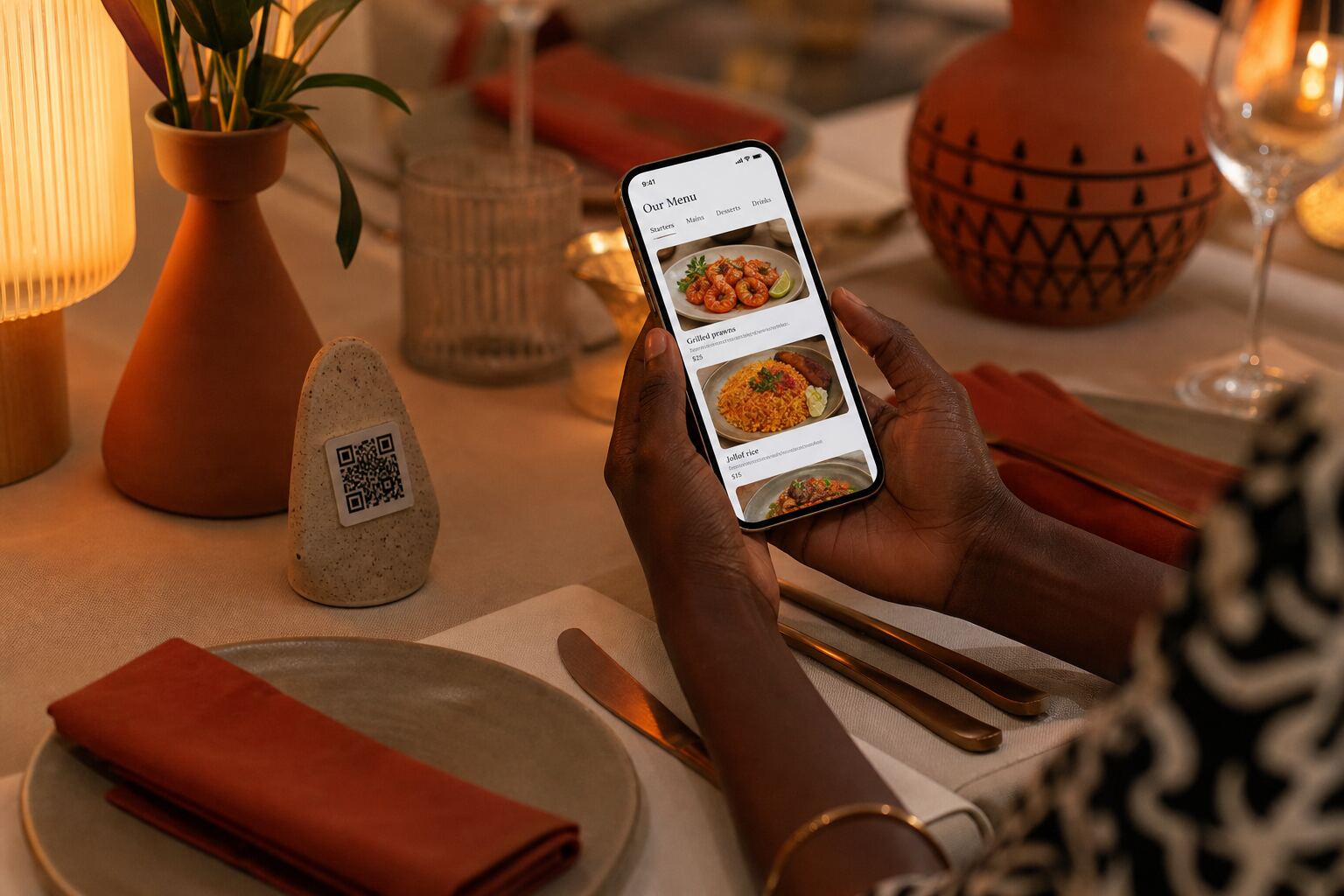 Client qui scanne le menu QR à table